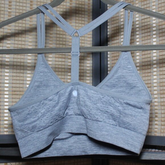 Yogalicious Double-Strap T-Back Sports Heather Gray Bralette - Picture 3 of 4